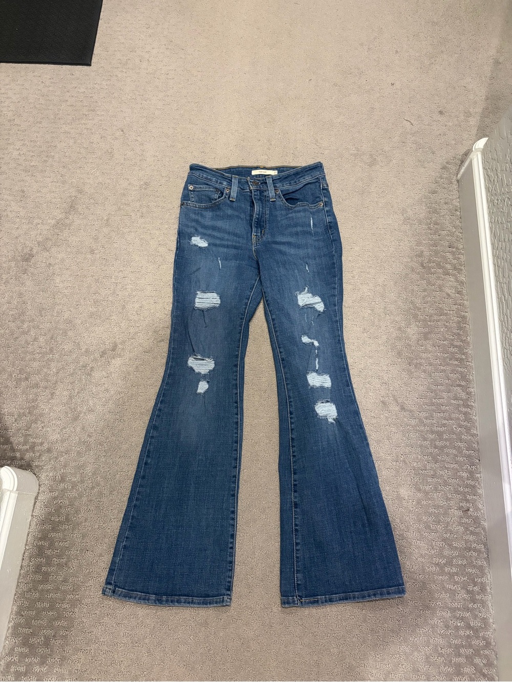 Levi’s Women’s Distressed Flared Jeans - Dark Blue